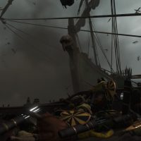 Mount & Blade 2 War Sails screenshot of downed soldiers on a boat as a ship rams the side of it