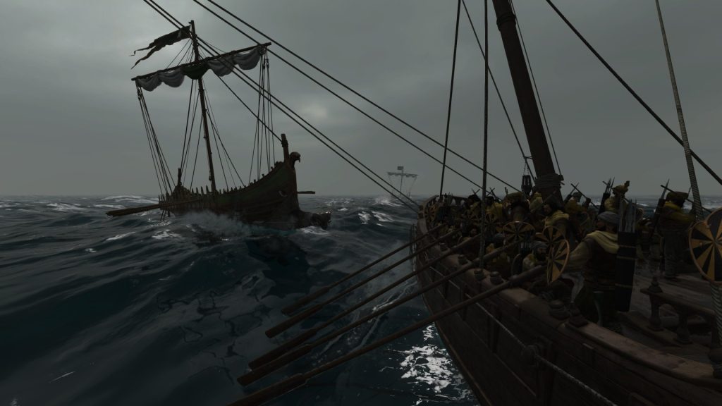 Mount & Blade 2 War Sails screenshot of an incoming ship at sea about to ram another one