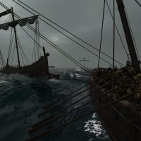 Mount & Blade 2 War Sails screenshot of an incoming ship at sea about to ram another one