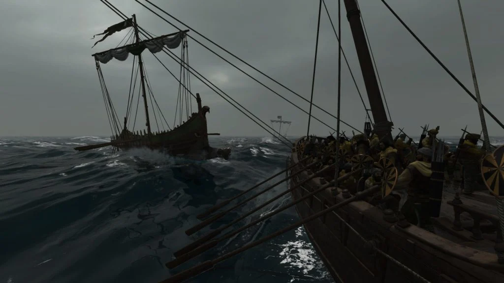 Mount & Blade 2 War Sails screenshot of a longship about to ram another ship at sea