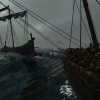 Mount & Blade 2 War Sails screenshot of a longship about to ram another ship at sea