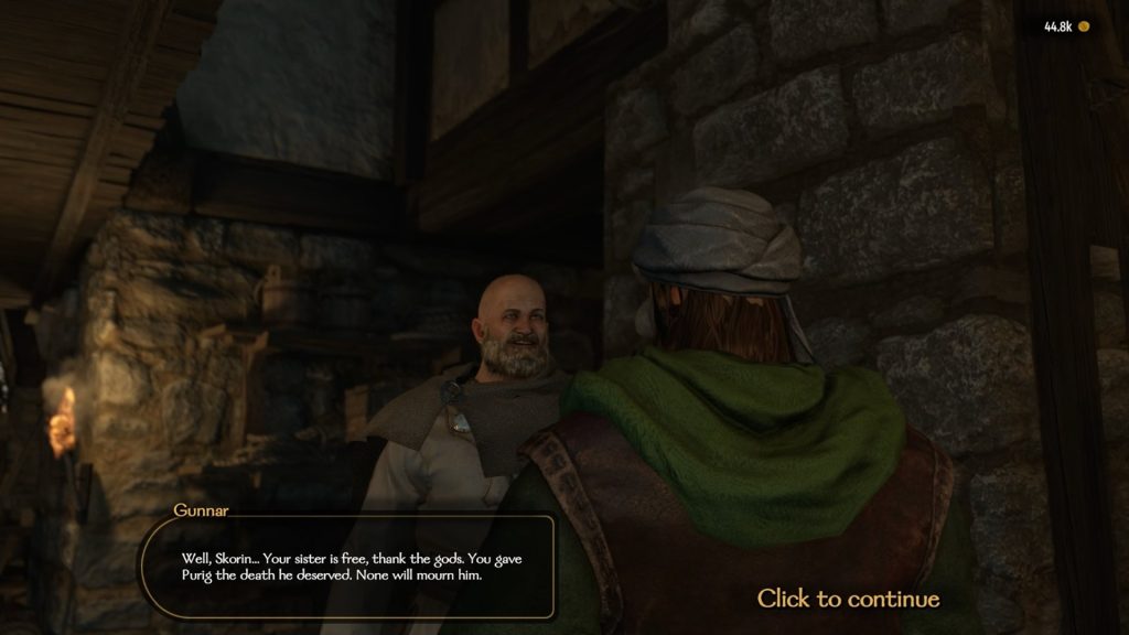Mount & Blade 2 War Sails screenshot of Gunnar near some stone walls, mid conversation with the player.