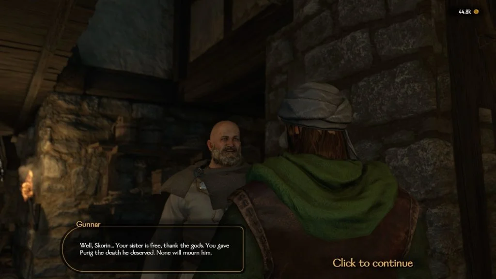 Mount & Blade 2 War Sails  screenshot of Gunnar near some stone walls, mid conversation with the player.