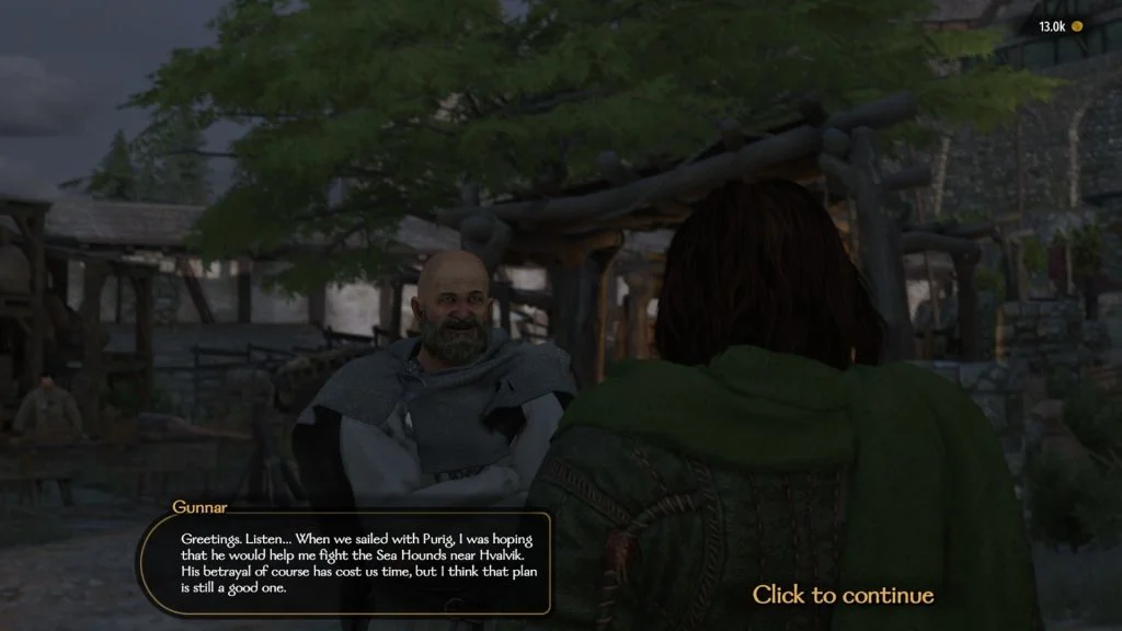 Mount & Blade 2 War Sails screenshot of a discussion between Gunnar and the player