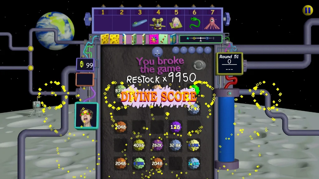 Nubby's Number Factory Screenshot on the Moon With 9950 Restocks