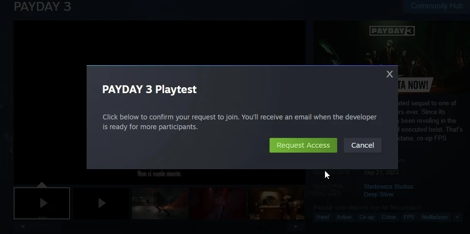 Payday 3 - Requesting Access to the Beta
