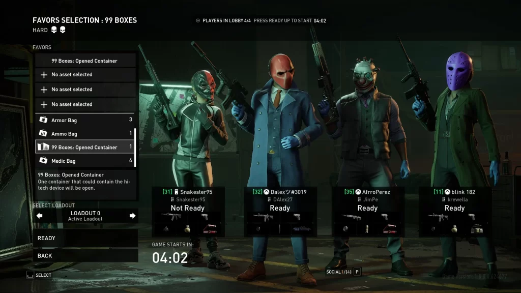 Payday 3 - Lobby Heist Screen With Different Deployables