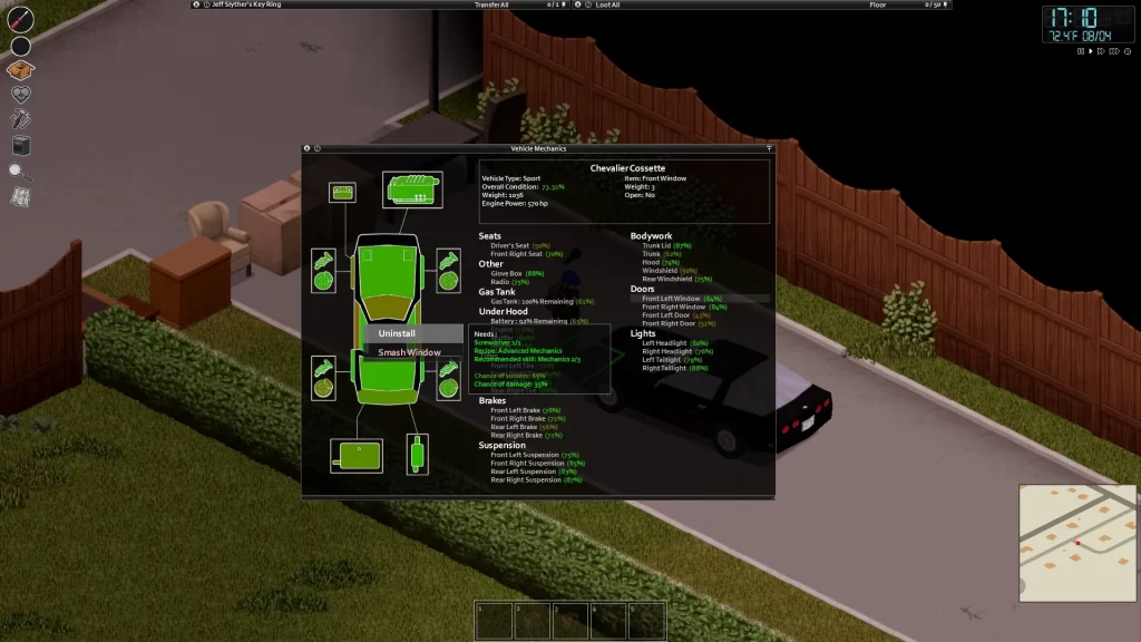 Project Zomboid - Uninstall Car Window