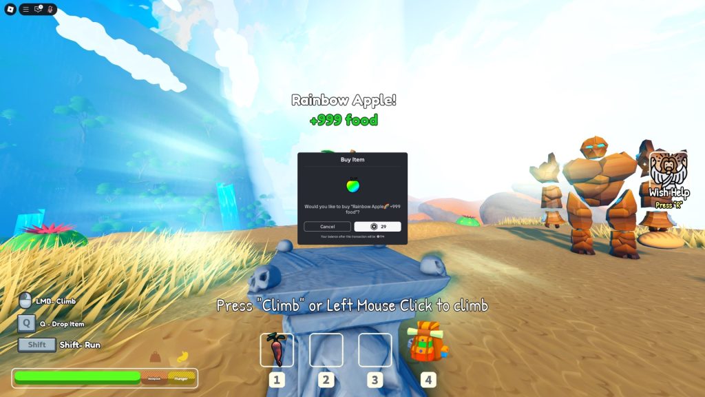 Roblox Cliff Screenshot of a Rainbow Apple Microtransaction