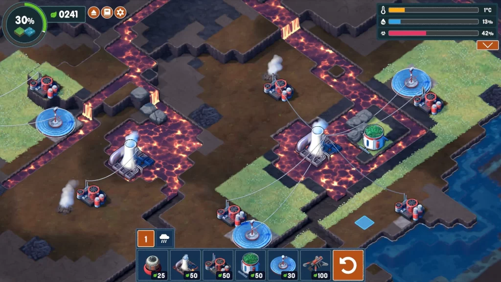 Terra Nil - Running Out of Resources on Lava Map