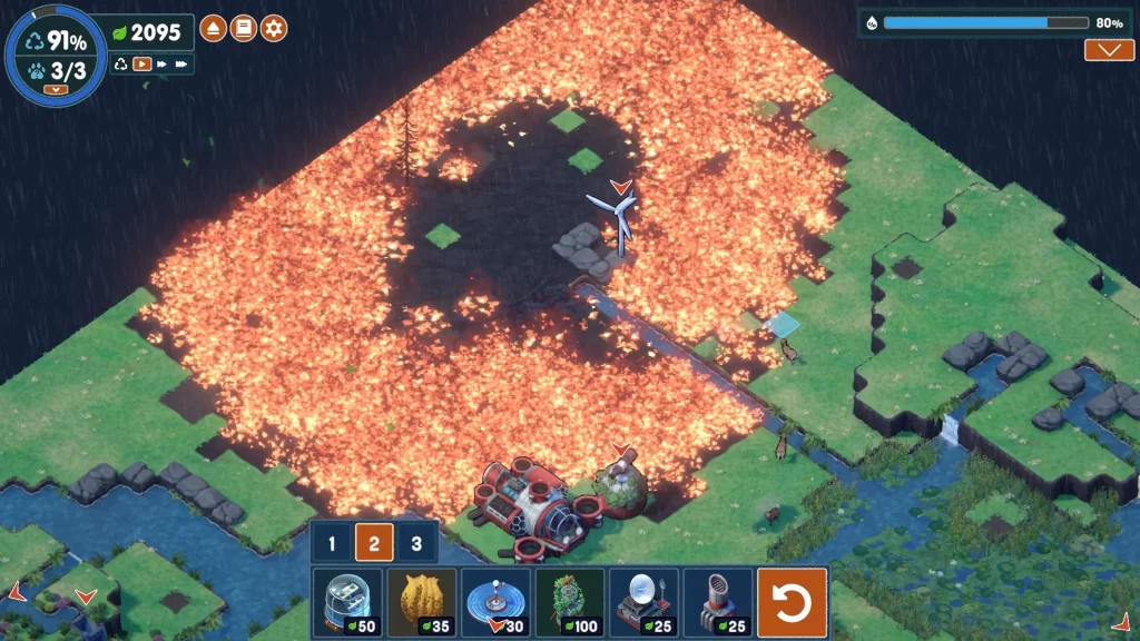 Terra Nil - Using the Undo Button During a Fire