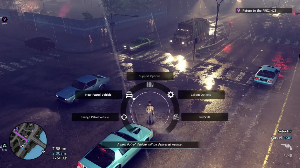 The Precinct Screenshot of the Radial Menu For Calling a New Patrol Vehicle
