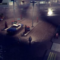 The Precinct Screenshot of Two Cops at a Gas Station at Night