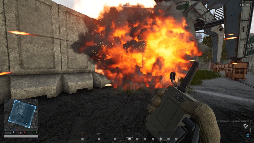 Wardogs Screenshot of a Large Fiery Explosion Near a Concrete Wall