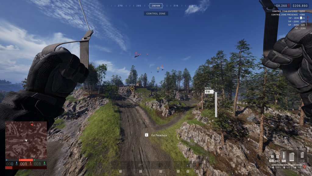 Wardogs Screenshot of Parachuting Onto a Dirt Road