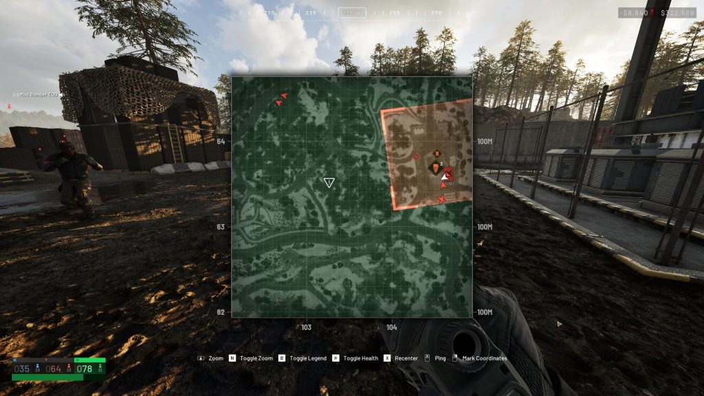 Wardogs Screenshot of Pinging a Dangerous Spot With an Exclamation Point