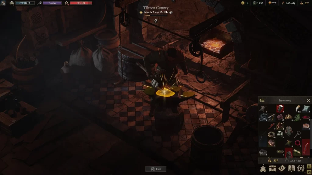 Wartales - Blacksmith Anvil Minigame